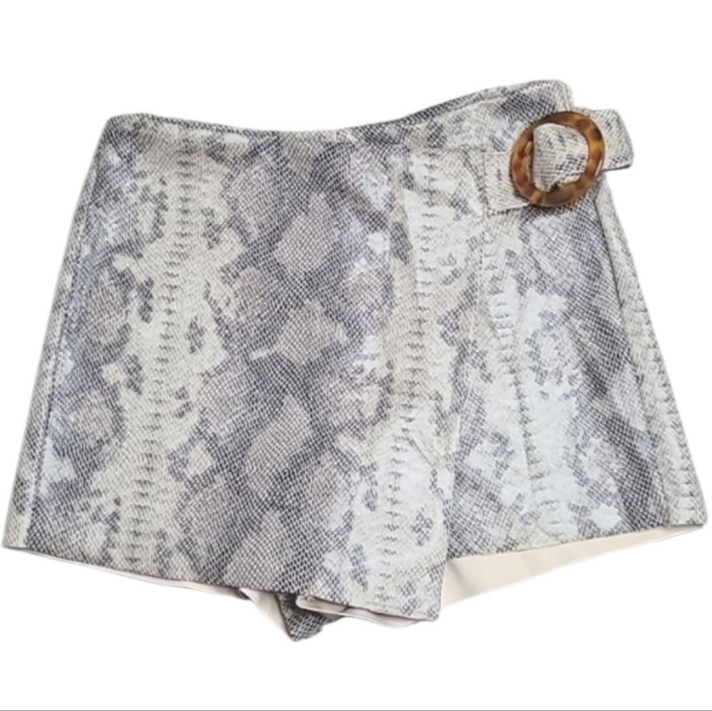 Zara Faux Snakeskin Print Assymetrical Skort